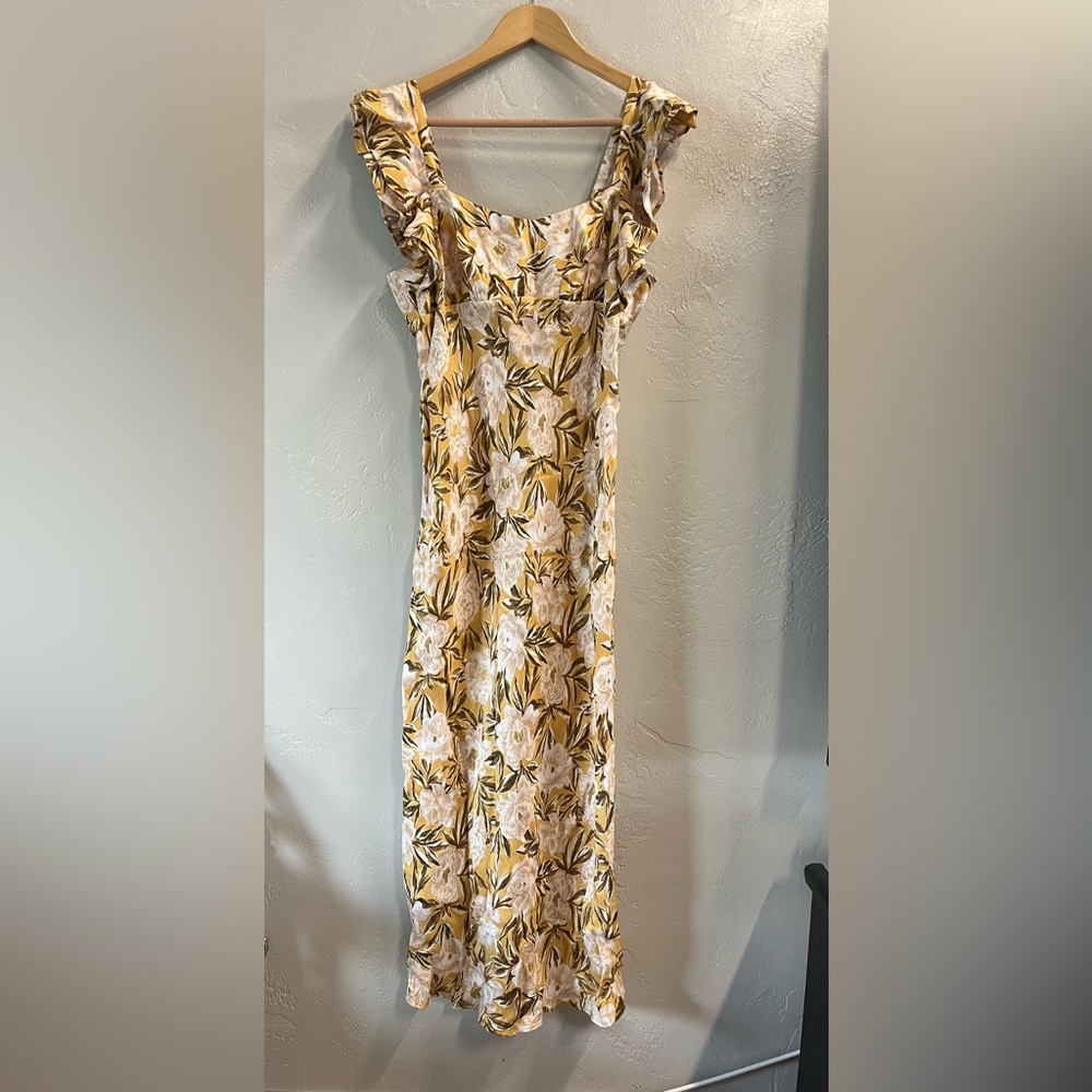 Madewell Women Chamomile Tea Angelina Slip Dress Yellow Floral Size 8